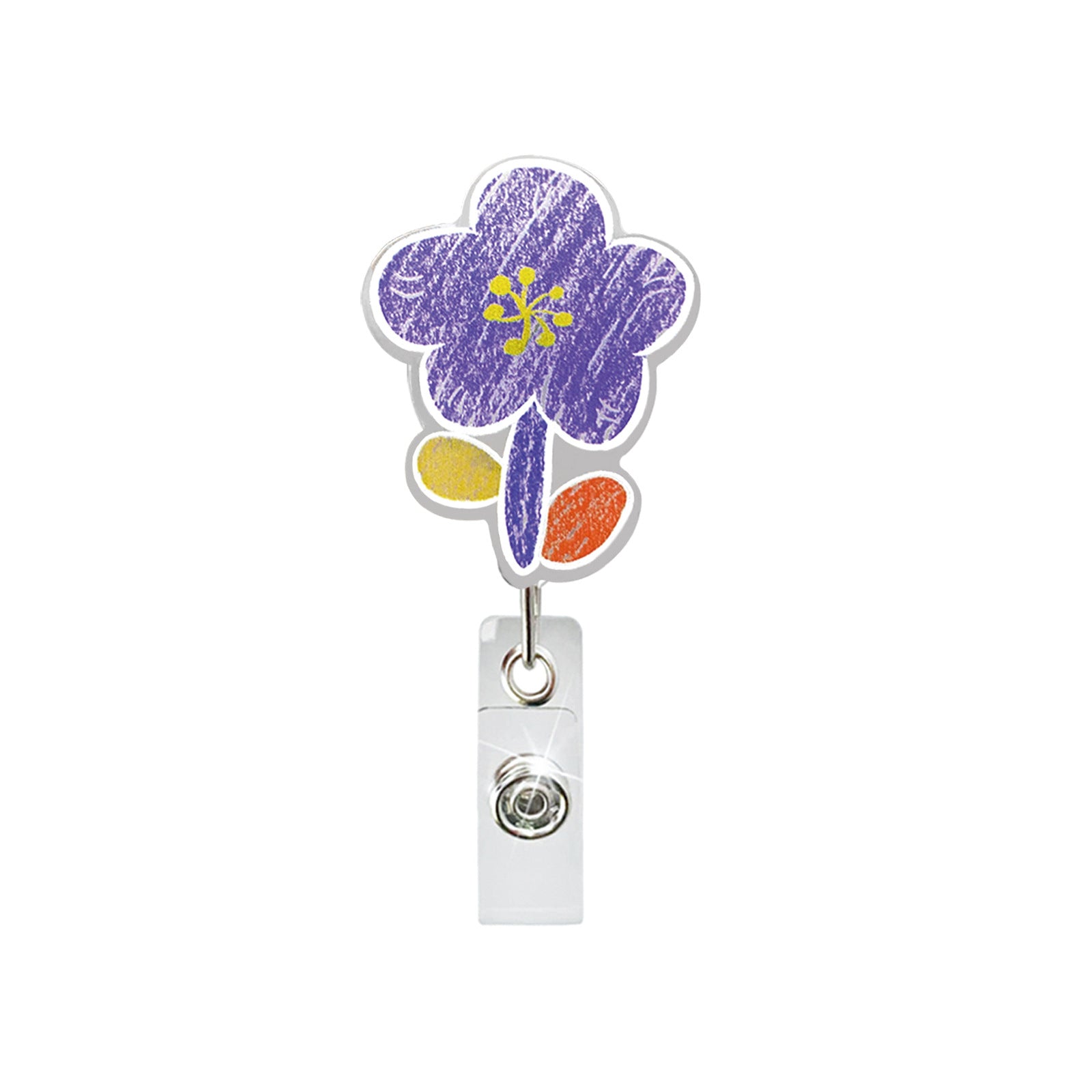 Wholesale Painted flower medical acrylic rotating retractable badge roll keychain