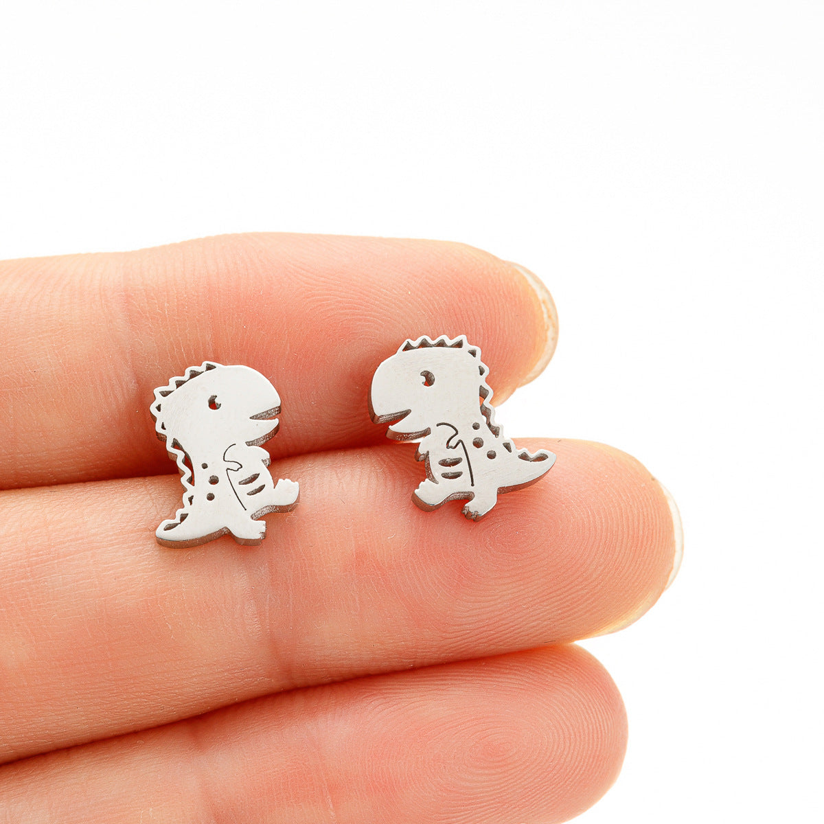 Wholesale Stainless Steel Mini Small Earrings Flower Dinosaur Halloween Skull Earrings