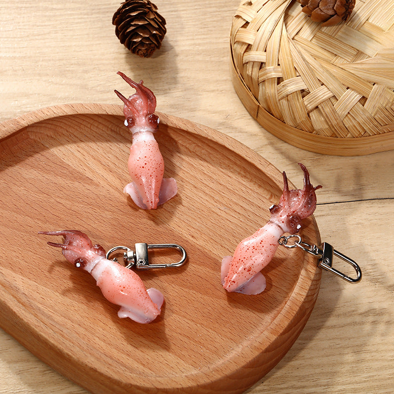 Wholesale PVC Seafood Squid Keychain