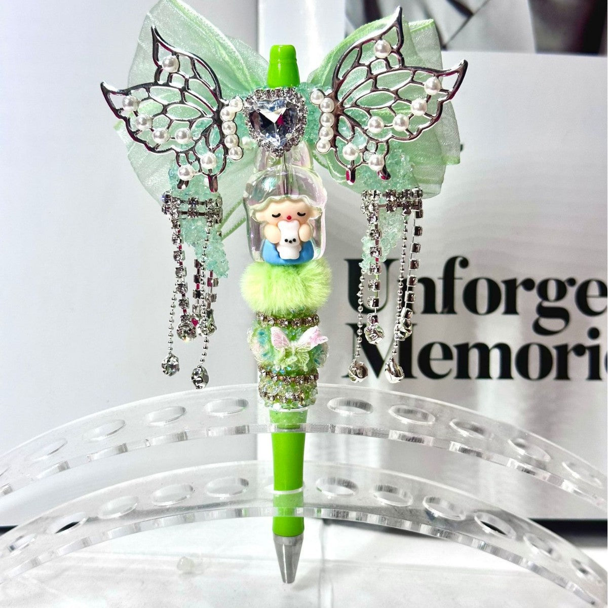 Wholesale Butterfly moon with holes for pen  heavy work beaded pen  beaded