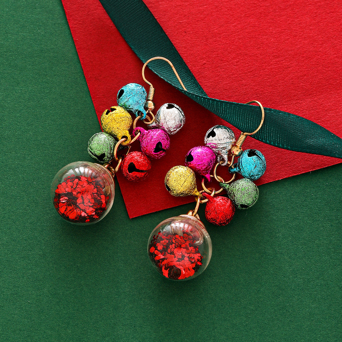Wholesale Christmas Colorful All-match Creative Simple Multi-color Bell Tassel Carnival Earrings