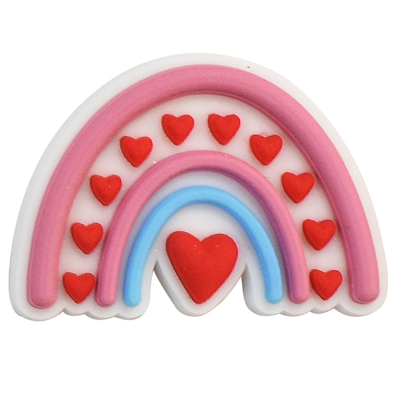 Wholesale random 100pcs Valentine' s Day  Removable Pvc Soft Glue Croc Shoes Charms