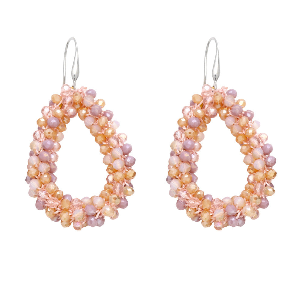 Wholesale Handmade Beaded Drop Shape Rice Beads Earrings