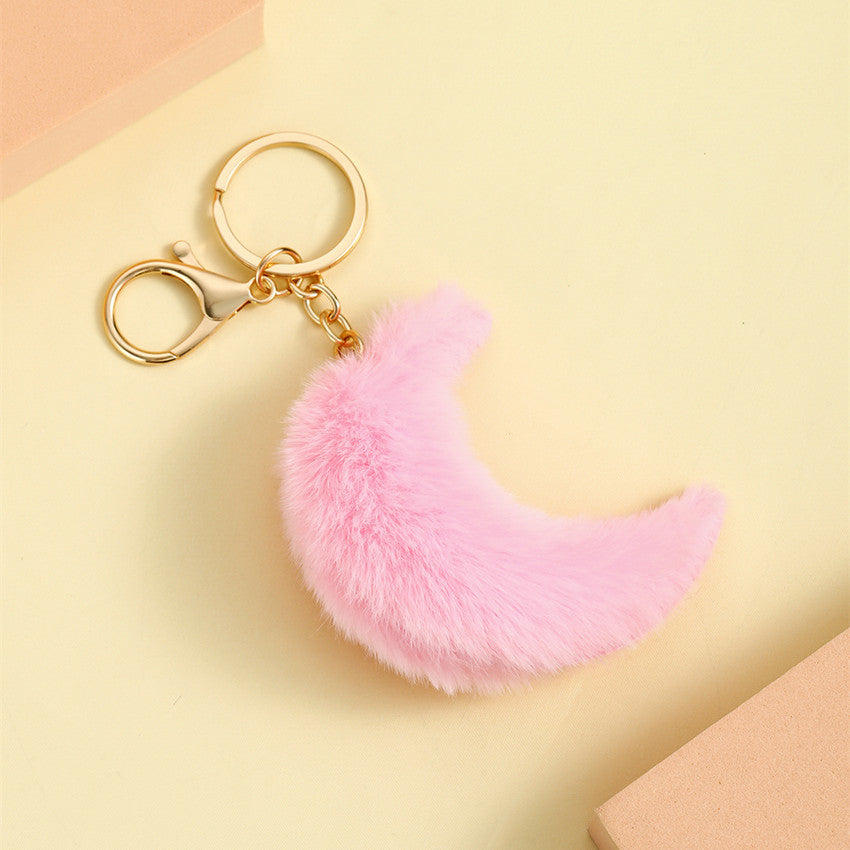Wholesale Cute Furry Moon Pom Pom Plush Keychain Pendant