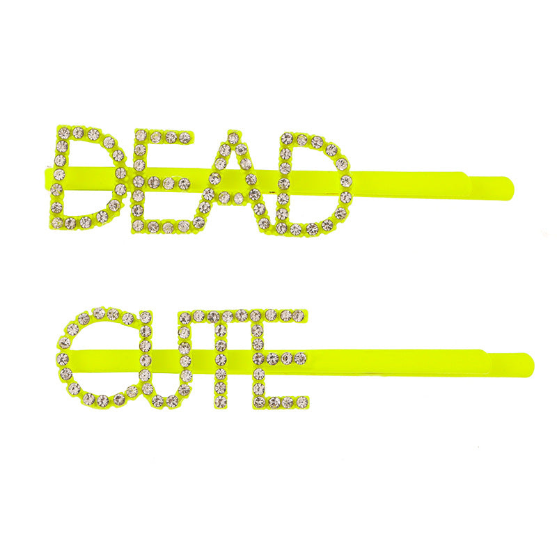 Wholesale English Letter Fluorescent Rubber Paint Zircon One Character Clip