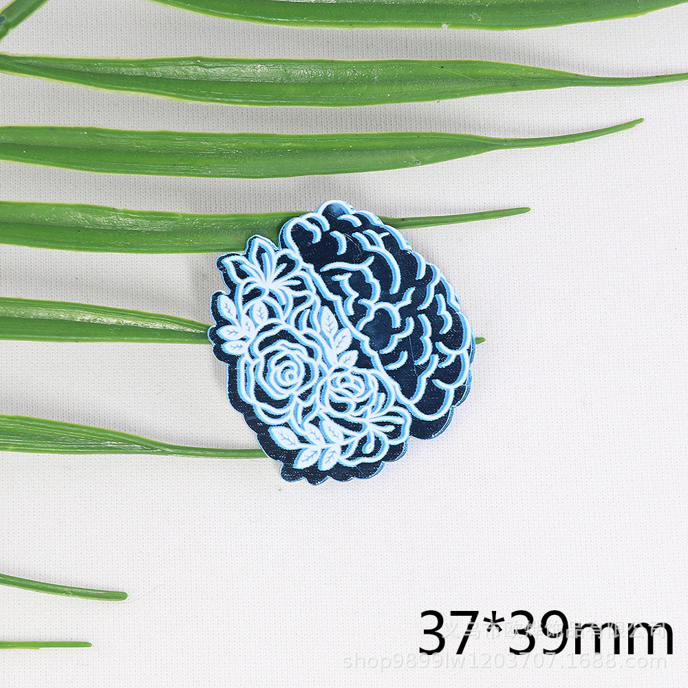 Wholesale 10pcs Powder Blue Double Mirror Acrylic Skull Organ DIY Patch Accessories