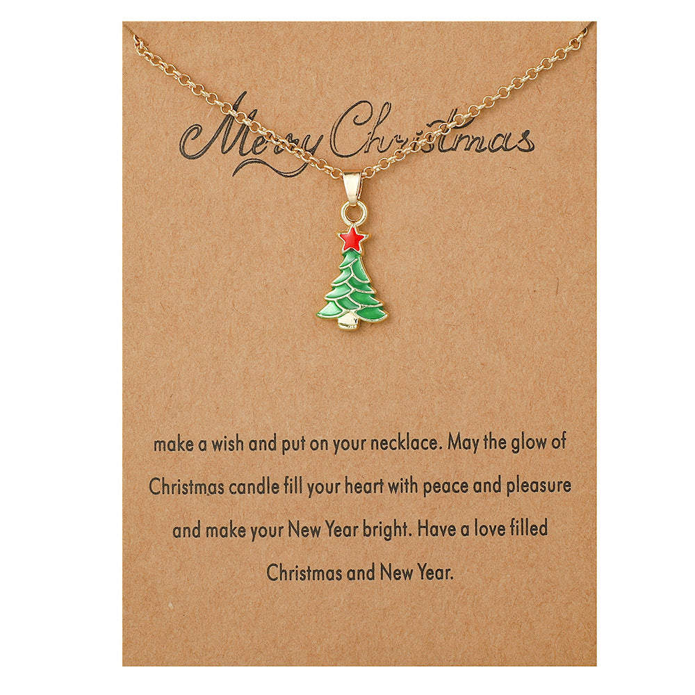 Wholesale Christmas Tree Pendant Card Necklace Clavicle Chain