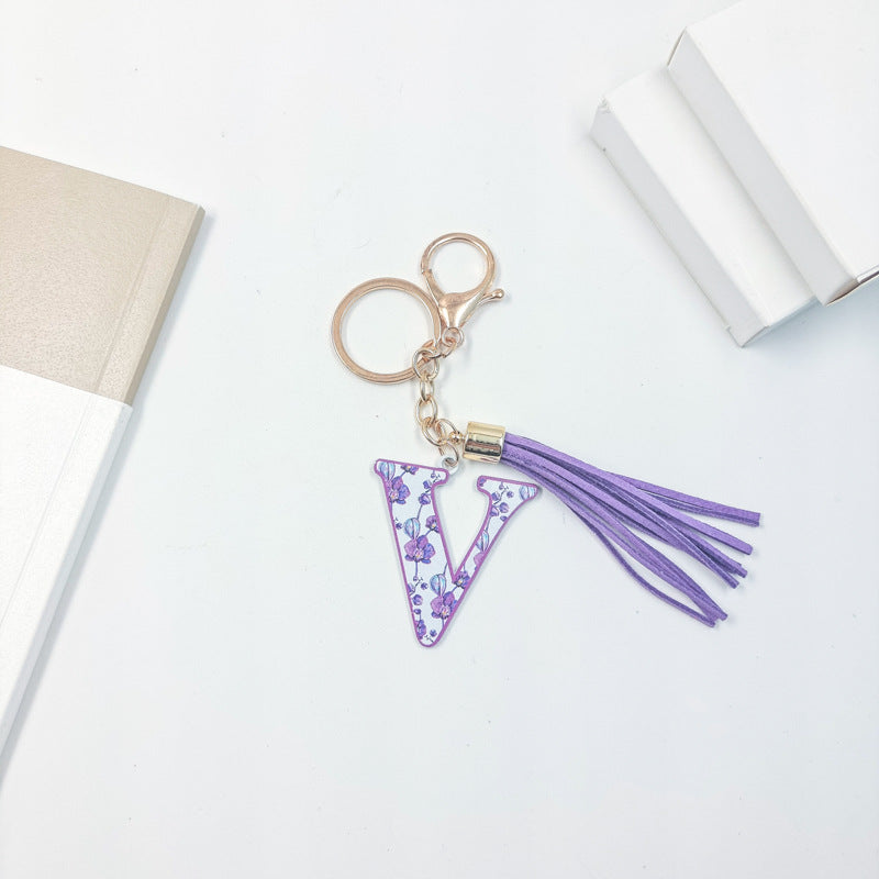 Wholesale Letter Colorful Tassel Zinc Alloy Keychain