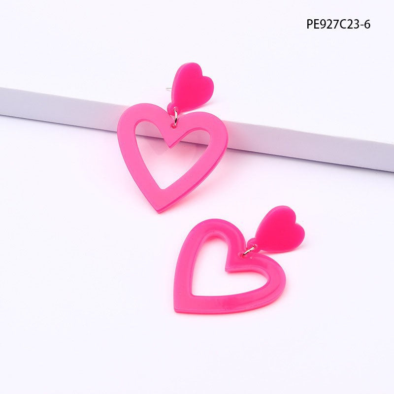 Wholesale Valentine' s Day Sparkling Three Series Heart shaped Acrylic Earrings