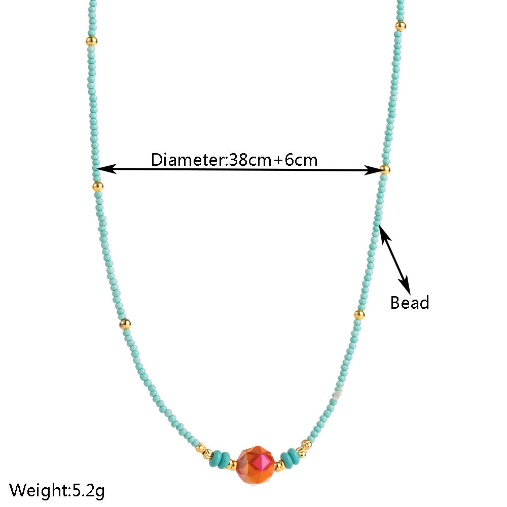 Wholesale Retro Ethnic Style Colored Natural Stone Beads, Light Luxury, High-end Clavicle Chain