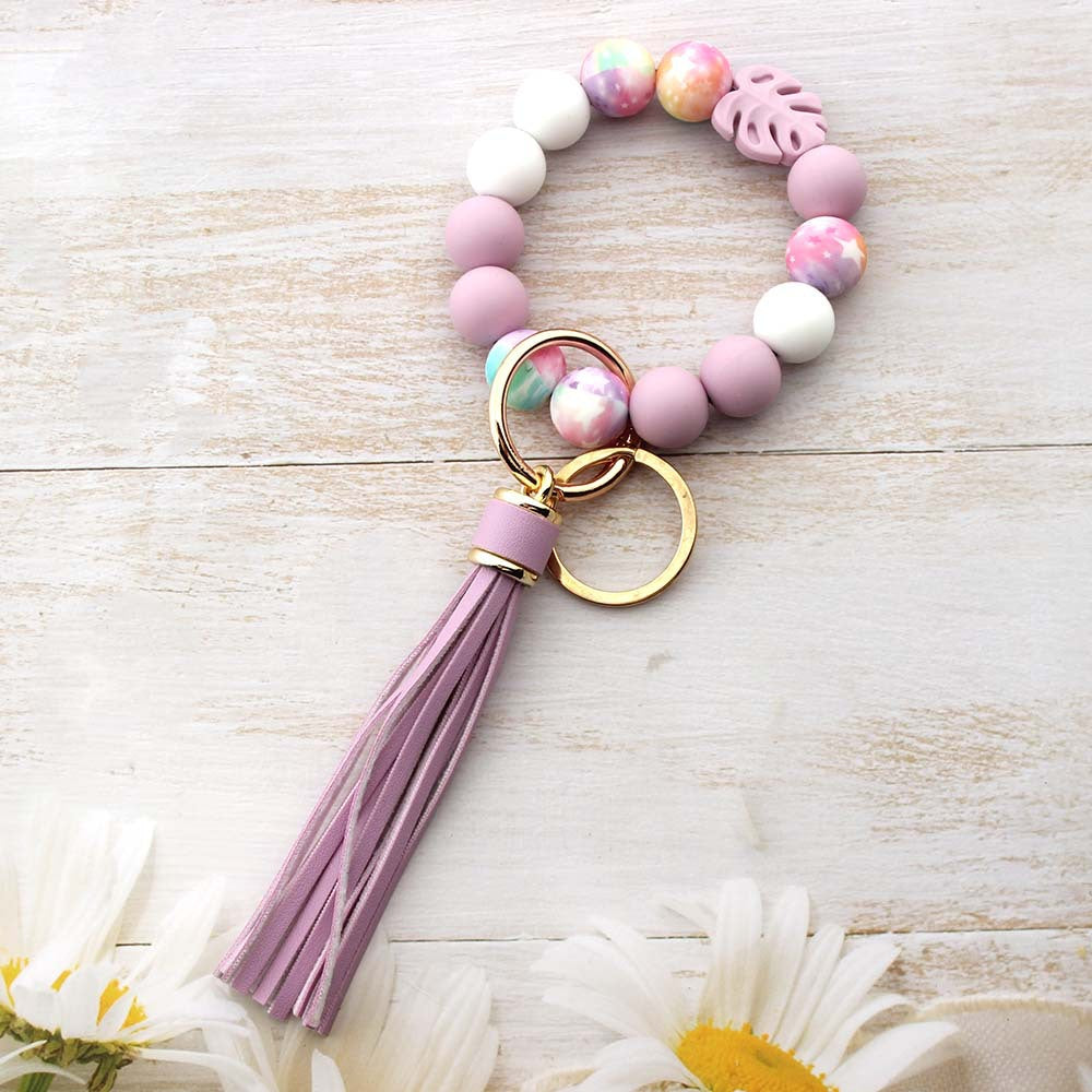 Wholesale Handmade Silicone Bead Monstera Leaf Bracelet Keychain Bag Charm