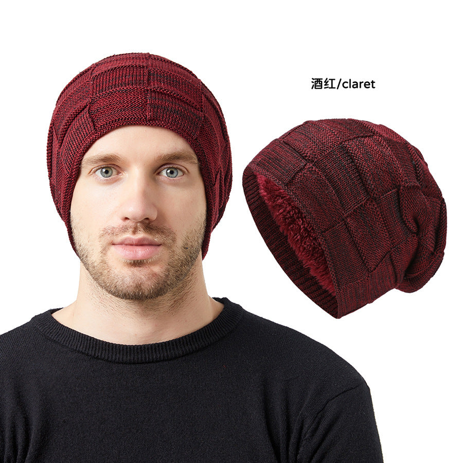 Wholesale Men's Knitted Hats Couple's Style Plus Velvet Ear Protection Pile Pullover Hat