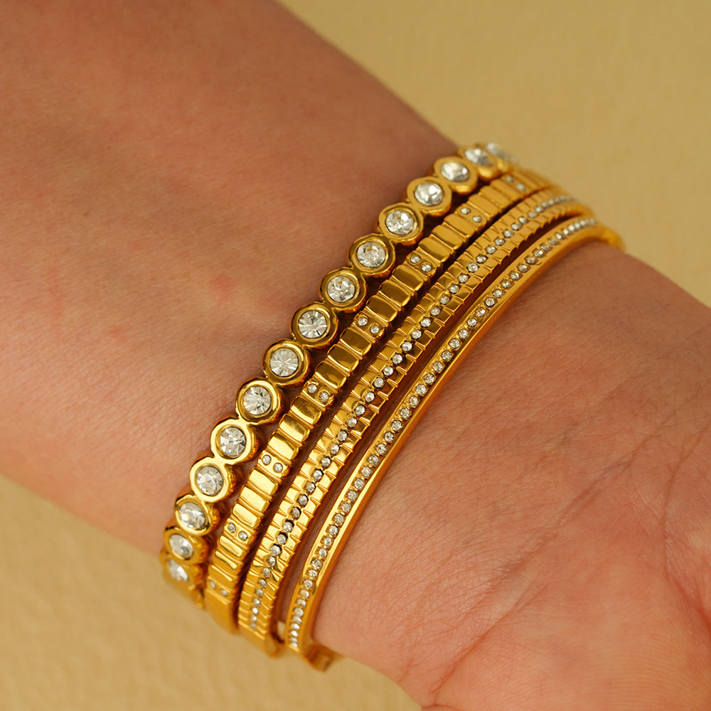 Wholesale minimalist micro-inlaid zircon stacking versatile bracelet