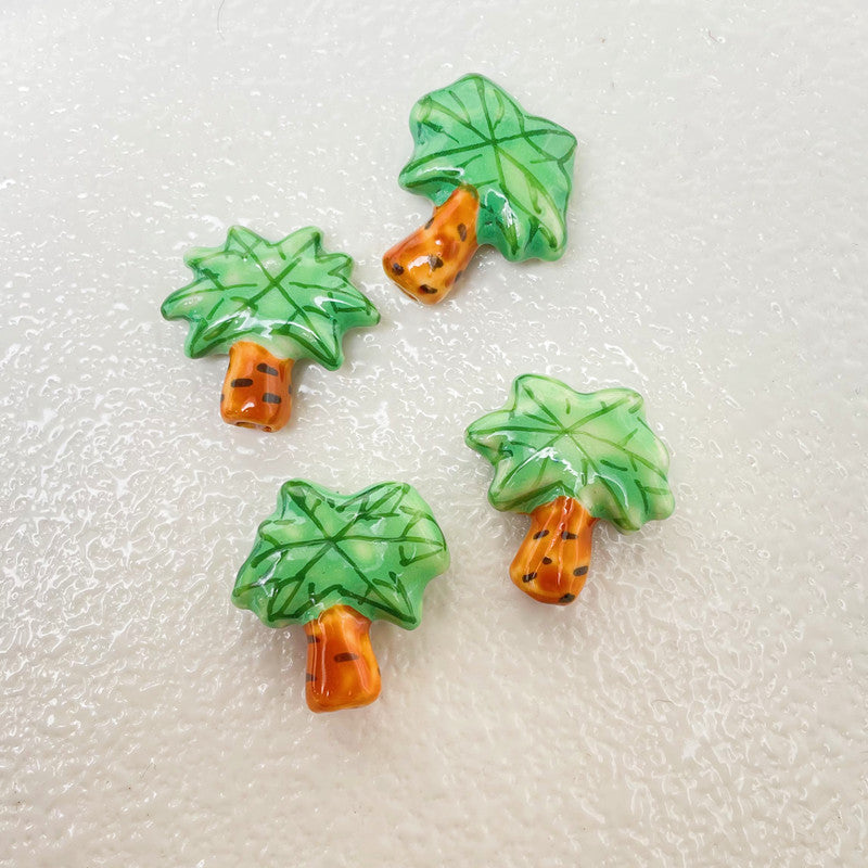 Wholesale Hand Drawn Coconut Tree Ceramic Loose Beads