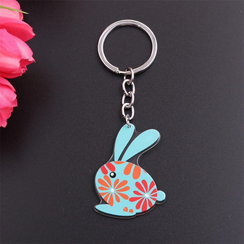 Wholesale Easter Rabbit Ear Easter Egg Metal Keychain