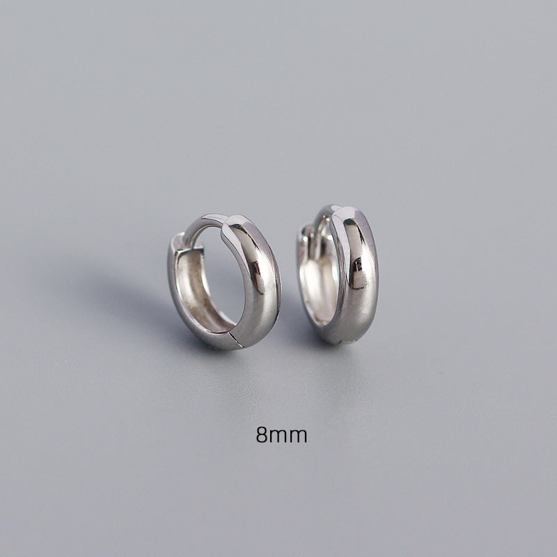 Wholesale Smooth Round Simple Stacking Temperament Versatile S925 Sterling Silver Earrings