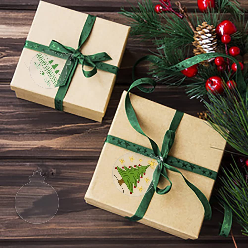Wholesale 2pcs Christmas Clear Acrylic Round Blank Listing DIY Decorative Blank Disc