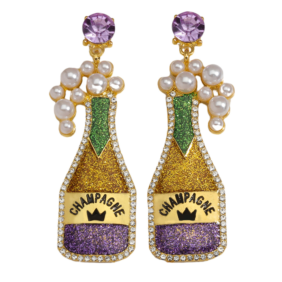 Wholesale St. Patrick's Day Carnival Color-blocked Oil Drop Personality Fashion Street Party Earrings