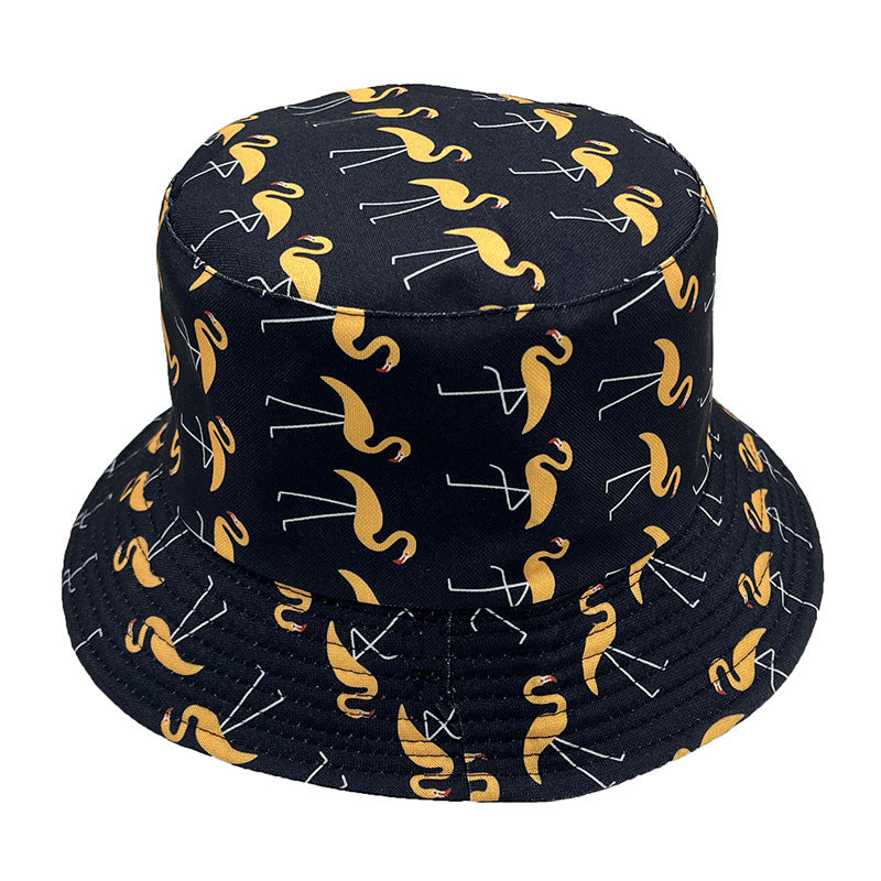 Wholesale Flamingo Printed Double-sided Polyester Fisherman Hats