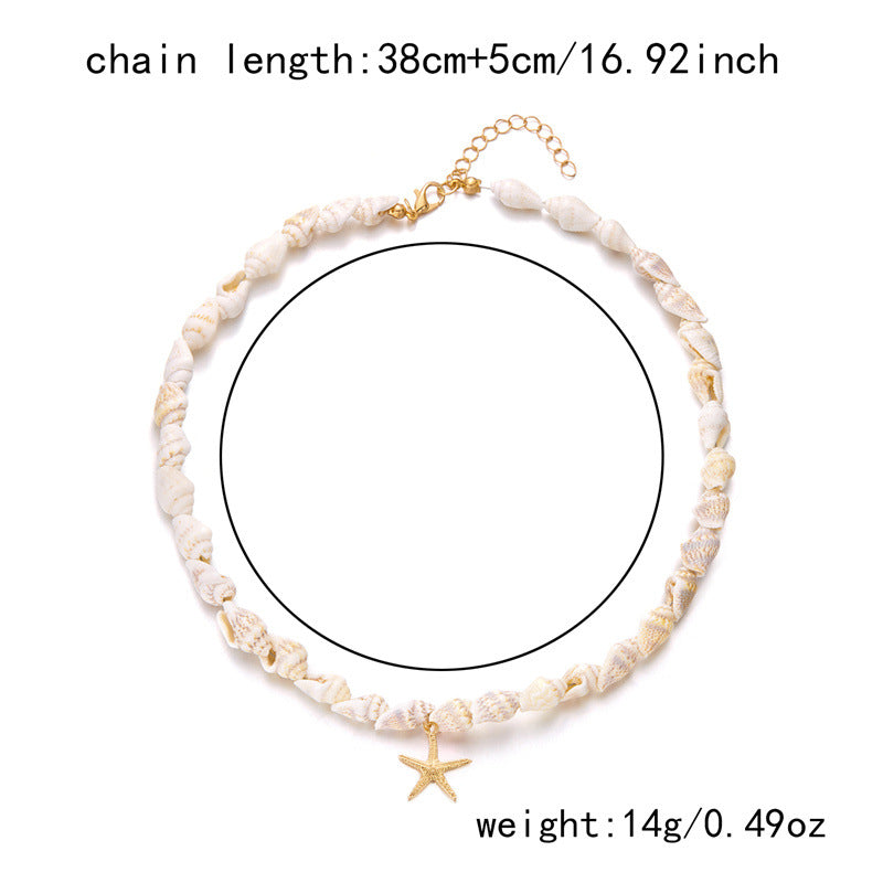 Wholesale Bohemian Summer Dopamine Conch Shell Starfish Necklace