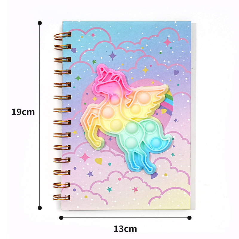 Wholesale bubble pop coil book dinosaur unicorn silicone notebook