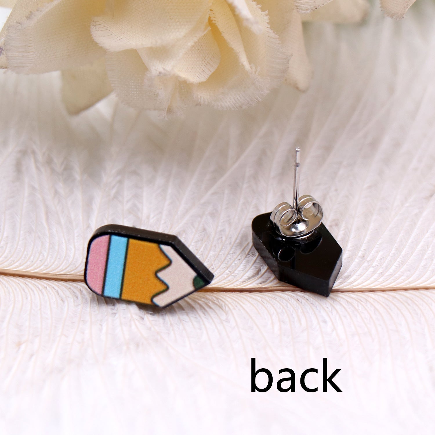 Wholesale Teacher Pencil Rainbow Acrylic Earrings