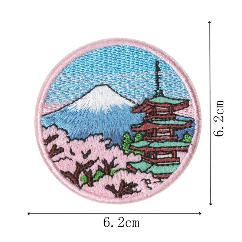 Wholesale Embroidered World Scenery Iron On No Sew Patches Set Of 9 Travel Windmill Badge Chic DIY Clothing Backpack Fashion Accessory Boutique Resale Gift