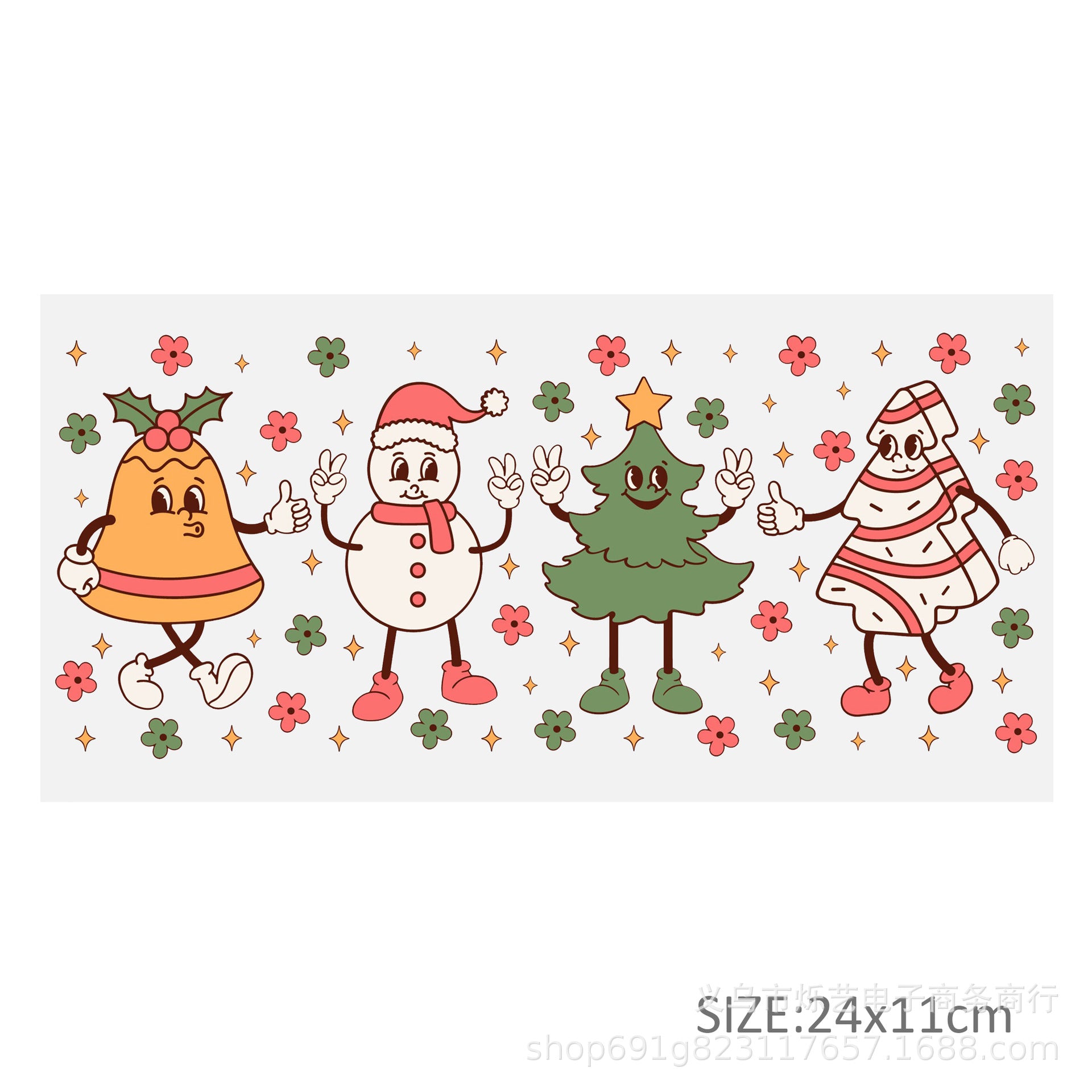 Wholesale  5pcs/pack Snowman Gingerbread Man Christmas Series 16oz Cup UV DTF Wraps