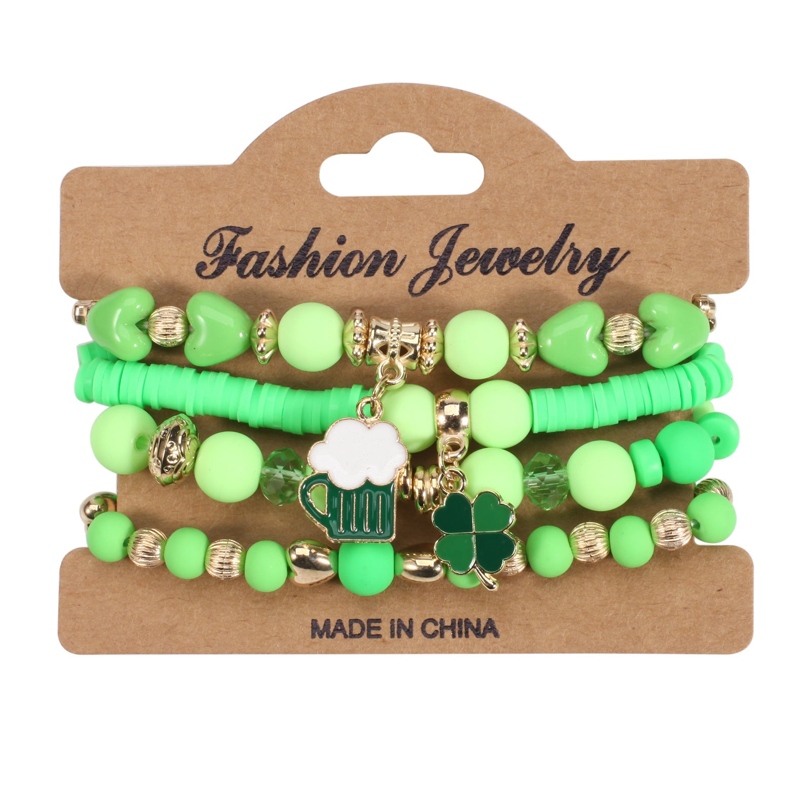 Wholesale St.  Patrick' s Day Green Clover Letter Bracelet