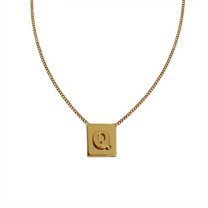 Wholesale Small square 26 letter necklace
