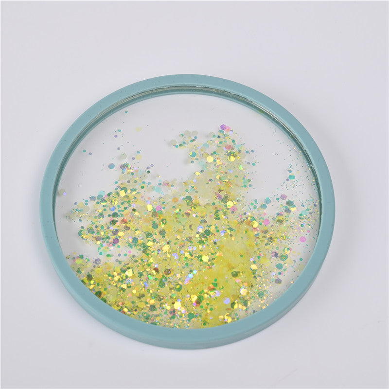 Wholesale Creative Glitter Quicksand Coaster, Acrylic, PC Insulated Non-slip Dining Table, Personalized Ornament