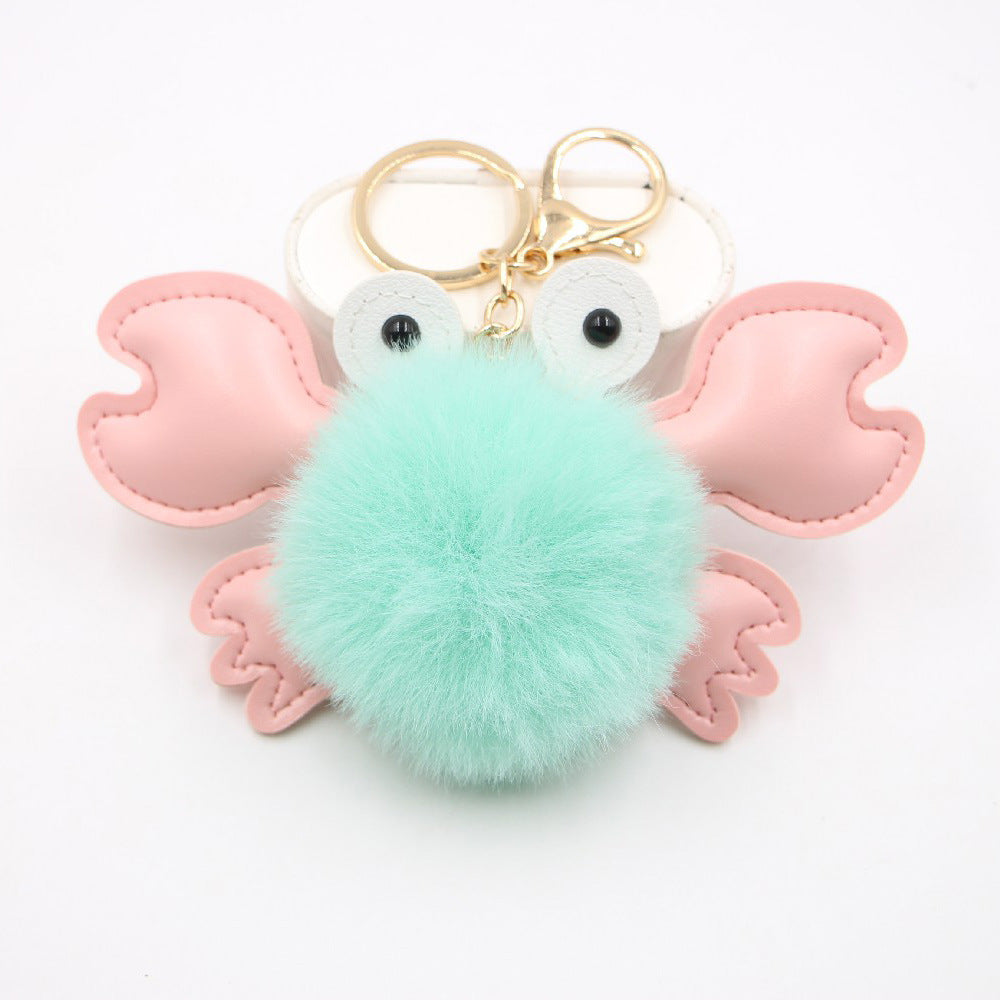 Wholesale Stylish White Leather Crab Pendant Keychain Bag Charm Decorative Gift Accessory