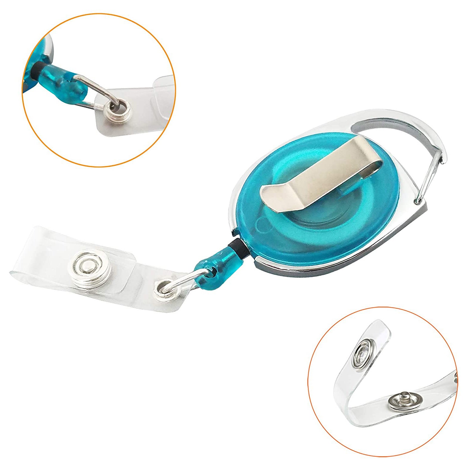 Wholesale Transparent Colorful Oval Zinc Alloy Retractable Keychain