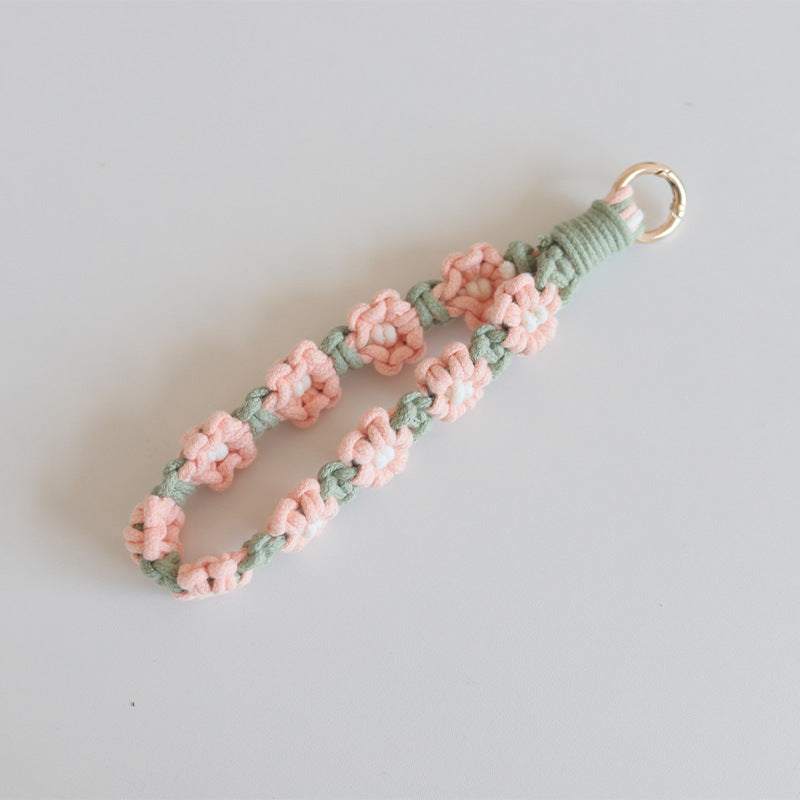 Wholesale Handwoven Daisy Flower Cotton Rope Keychain