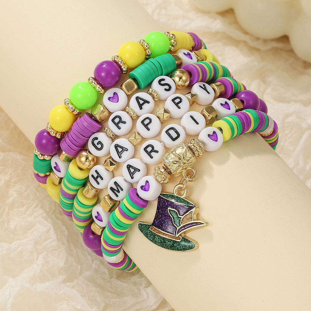 Wholesale Colorful Carnival Polymer Clay Purple Bracelet