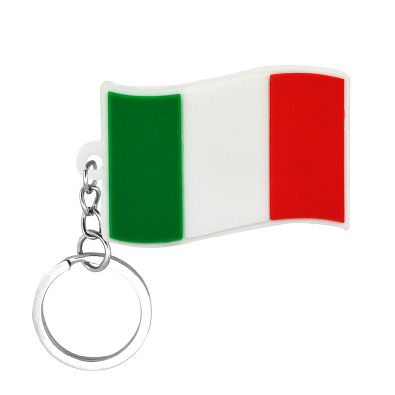 Al por mayor 10pcs US México Flagación del Reino Unido de la bandera de Francia PVC Keychain
