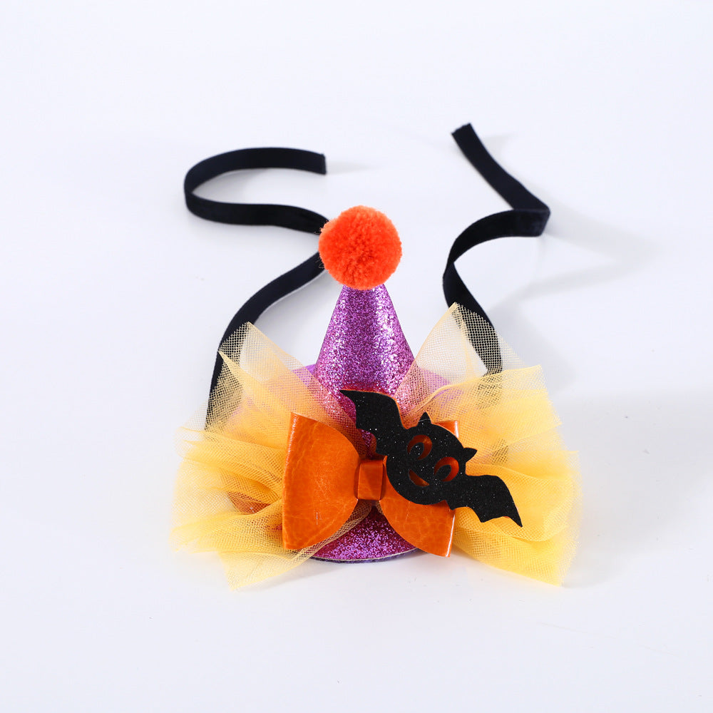 Wholesale Pet Cat Dog Rabbit  Sequins Lace Solid Hat Bat Bow Collar Headwear