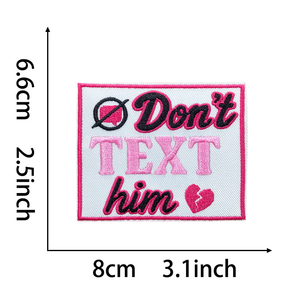Wholesale Towel Embroidery Iron On Patches Retro Funny Text Rectangular For Coats Everyday