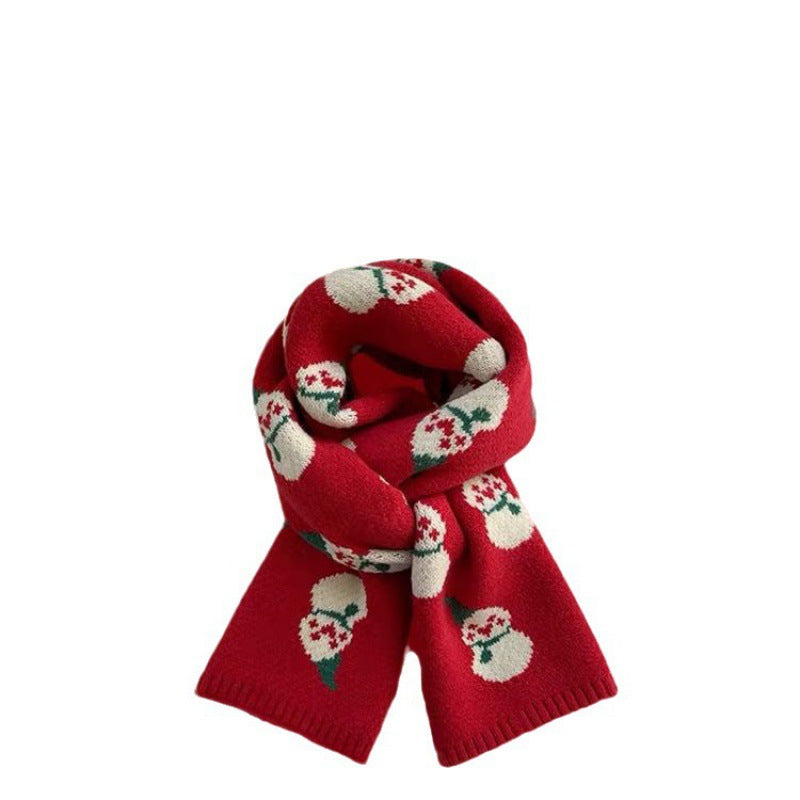 Wholesale Red Christmas Tree Knitted Scarf