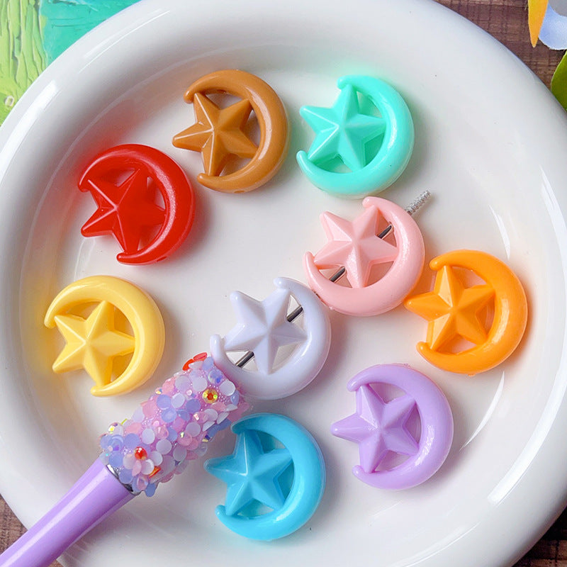 Wholesale 5pcs/pack  Acrylic through-hole star and moon shaped beads  Acrylic Beads