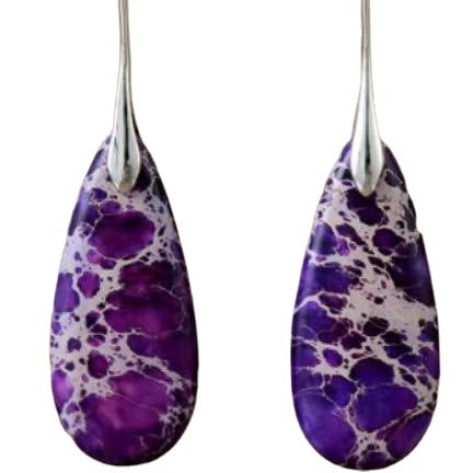 Wholesale Natural Stone Earrings Purple Emperor Stone Pendant Earrings