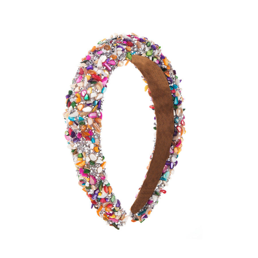 Wholesale exaggerated colorful crystal candy sponge wide brim headband