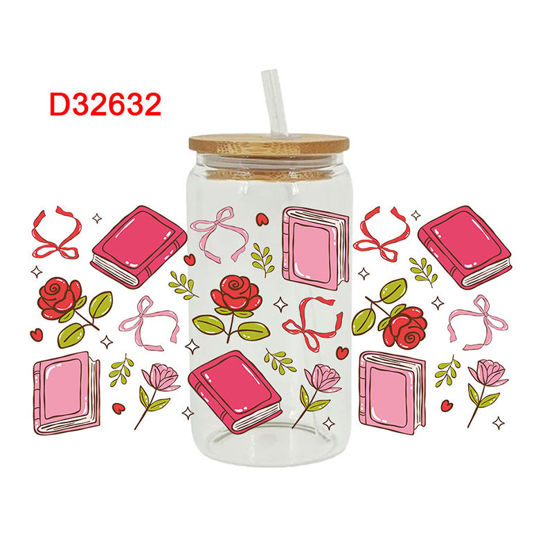 Wholesale Uv Transfer Sticker Glass Cup Crystal Label 16oz Cup UV DTF Wraps