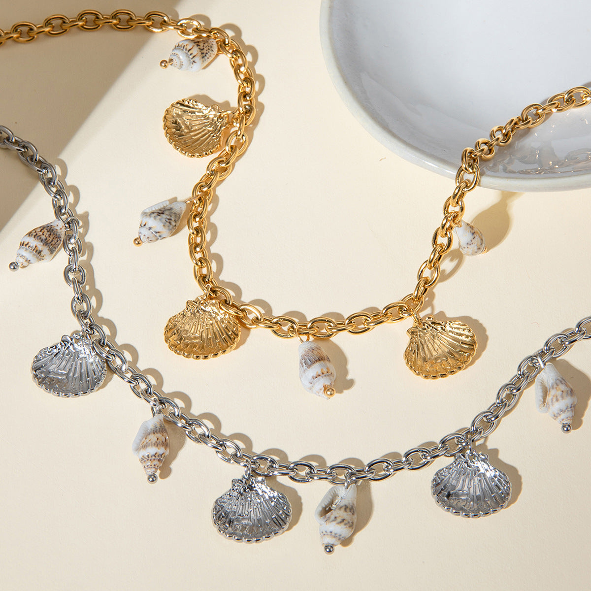 Wholesale Summer Ocean Starfish Shell Conch 18k Gold Stainless Steel Bracelet