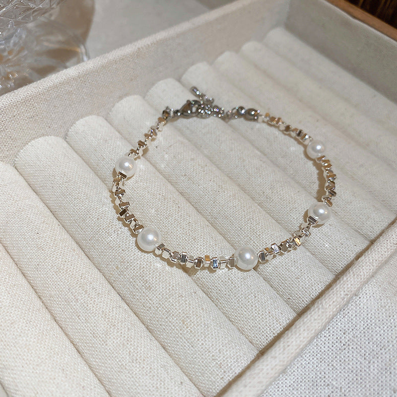 Wholesale Pearl Silver Fashion Bracelet Necklace Set