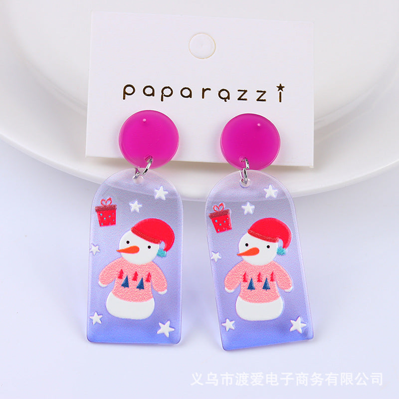 Wholesale Christmas Santa Claus Snowman House Acrylic Earrings