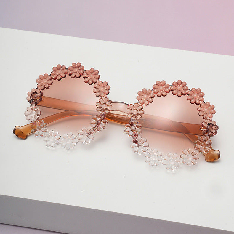 Wholesale daisy children's round petal cute UV protection sunglasses