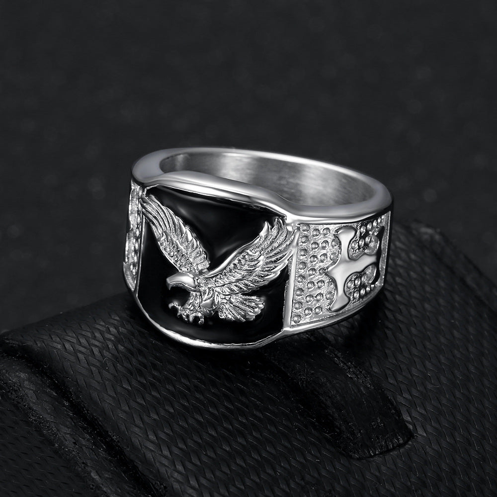 Wholesale explosions hip hop  jewelry stainless steel gold plated wings flying domineering men's ring
