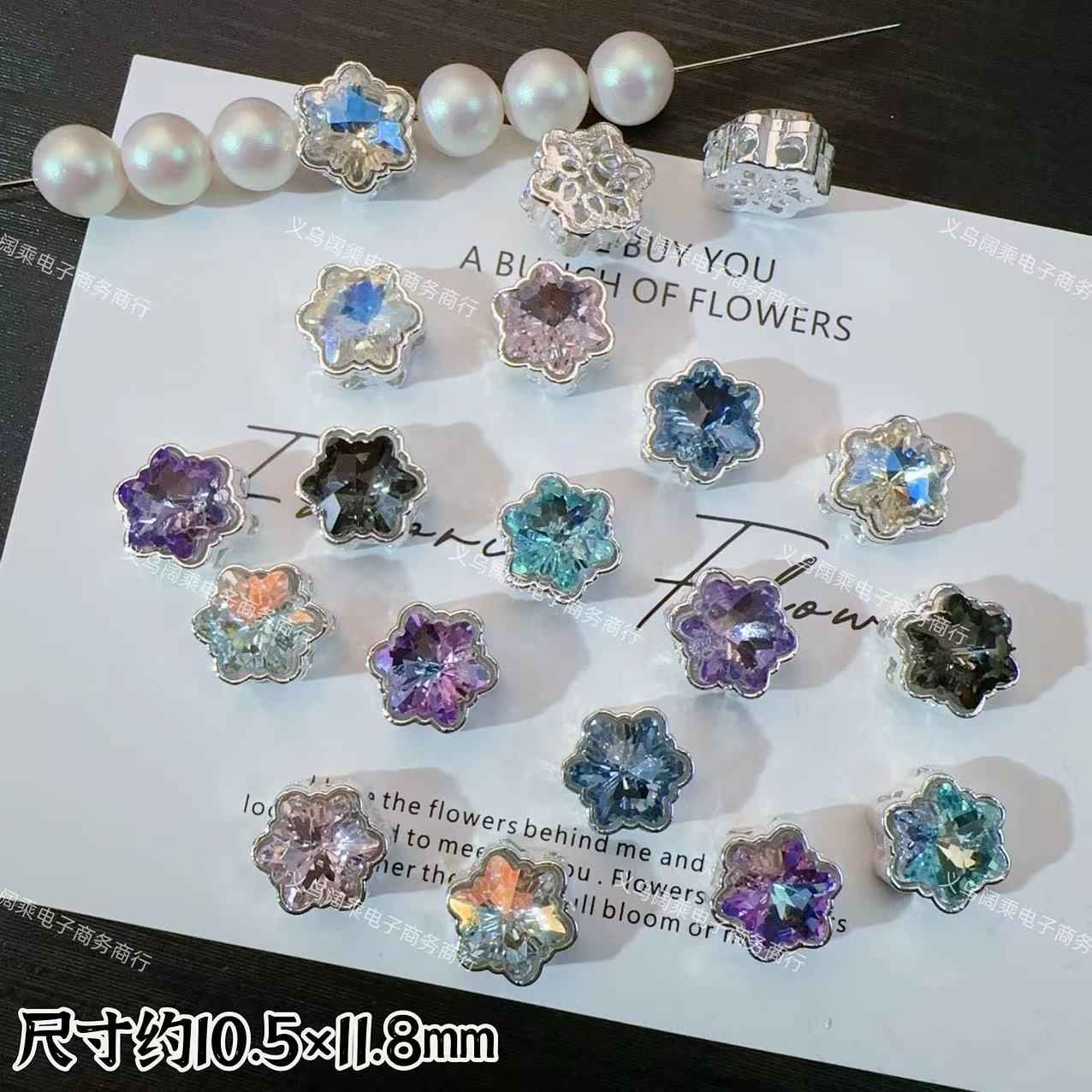 Wholesale 10pcs Multi-Color Eight-Hole Crystal Glass Snowflake Diamond Spacer Beads