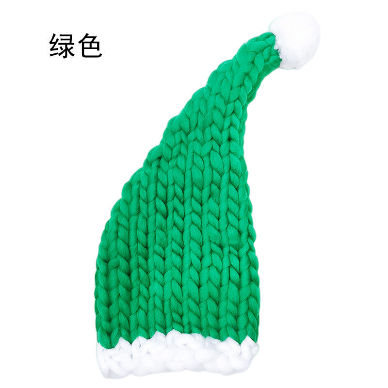 Wholesale Extra Thick Wool Christmas Hats Hand Knitted Santa Hats Parent-child Hats